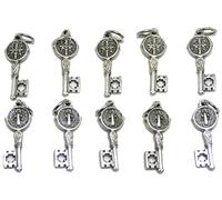 GTBITALY 60.424.30 001 Clés de Saint Benoît Argent de 2,5 cm avec Anneau Exorcisme Exorcisme Lot Stock de 10 Pièces pour Bracelets