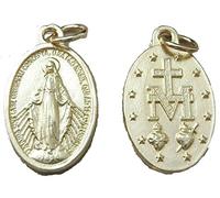 GTBITALY 60.973.20 Médaille Mère Marie Miraculeuse Logo Original Prière en Latin avec Bague Or Doré Mesure 2,5 cm 25 mm