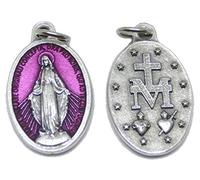 GTBITALY 60.973.31 002LOGVI Médaille Madonna miraculeuse Logo Original Prébague en Latino avec Bague Argent Mesure de 2,5 cm 25 mm Vernis violet