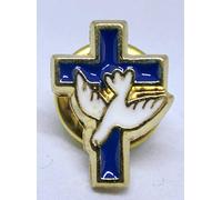 GTBITALY 90.036.21 Broche Pins Croix Colomba Pace Pax Spirito Saint Or Doré Finition Bleu à la main 1,5 cm
