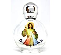 GTBITALY Gesu' Misericordieux Bouteille en verre avec bouchon argenté pour eau sainte avec impression UV ultra violets.