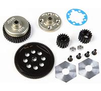GTBRacing Engrenage OL009 84T en acier et boîtier de diff anodisé dur 7075 pour 1/10 RC voiture hors-la-loi Rampage Pièce de mise à niveau (Gear+ Diff Housing Set)