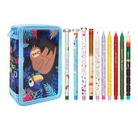 GTCIXEQ Lot de stylos gel-effaçables - Trousse Ecole 2 en 1 en Silicone encre effaçable thermosensible, une variété de couleurs d'encre et de designs de tige, 0,7 mm (Paresseux + 10 stylos effacés)