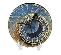 GTDEALS Horloge murale astronomique Prague silencieuse sans tic-tac, horloge murale ronde, pour salle de bain, cuisine, 25,4 cm