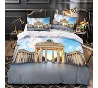 GTDKSUEVG Berlin Gate Housse de Couette 3D Effet Microfibre 3 Pièces Taie Super Douce Historic Monument Linge de Lit Léger Hypoallergique for Adulte Enfants Filles Super King（260x220cm）
