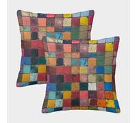 GTDKSUEVG Blocs colorés Taies d'oreiller Lot de 2 en Canapé Coussins Housses de Coussin pour Salon Canapé Chambre Carrées 45x45cm