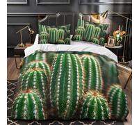 GTDKSUEVG Cactus Plants Housse de Couette Microfibre Hypoallergique 3D Imprimé 3 Pièces Taie Ultra Douce Desert Succulent Linge de Lit Respirante Entretien Facile for Adolescent Single（135x200cm）