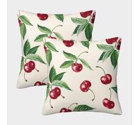 GTDKSUEVG Cerises Lot de 2 en Housse de Coussin Taie d'oreiller Decoration Canapé pour Coussin Canapé Chambre Salon Chaise Fauteuil 50x50cm