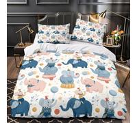 GTDKSUEVG Circus Elephants Ensemble De Literie Microfibre Résistante 3D Imprimé 3 Pièces 2xTaies Douce Coon Playful Parure de Lit Confortable Entretien Facile for Garçon Super King（260x220cm）