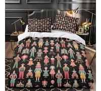 GTDKSUEVG Circus Performers Housse de Couette 3D Imprimé Microfibre Résistante 3 Pièces 2 Taies Super Douce Vintage Carnival Ensemble De Literie Respirante Confortable for Garçon Double（200x200cm）