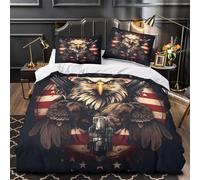 GTDKSUEVG Eagle with Guns Ensemble Lit Microfibre Hypo 3D 3Pcs 2 Taies Douce American Patriotic Parure Lit Respirante Entretien Fac for Adulte Enfants Filles Double(200x200)