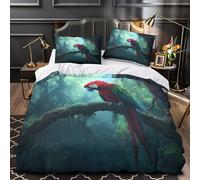 GTDKSUEVG Forêt Tropicale Perroquet Ensemble Lit Microfibre Hypo 3D 3Pcs Douce Vibrant Wildlife Parure Lit Léger Entretien Fac for Hommes Enfants Double(200x200)