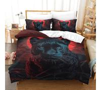 GTDKSUEVG La Panthère Noire 3D Imprimée Ensemble De Literie 3Pcs Microfibre Sets Housse De Couette avec Taie d'oreiller Enfants Adolescents avec Fermeture Éclair Single（140x200cm）