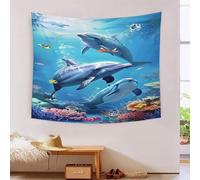 GTDKSUEVG Les dauphins 3D Effet Tapisserie Art Mural Tapisserie Murales Tapisserie Murale Tissu Pour Chambre Salon Serviette De Plage Tapisserie 180cmx230cm