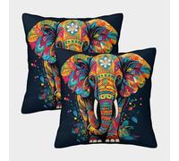 GTDKSUEVG Les éléphants Lot de 2 en Décoration pour Décoration D’intérieur Housse Coussin Décoration 40x40cm