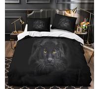 GTDKSUEVG Noir Panther Housse de Couette 3D Effet Microfibre Résistante 3 Pièces 2 Taies Douce Wild Animal Parure de Lit Super Douce Entretien Facile for Garçons Adolescents King（220x240cm）
