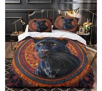 GTDKSUEVG Noir Panther Linge de Lit 3D Effet Microfibre Résistante 3 Pièces Éclair Super Douce Digital Mosaic Parure de Lit Confortable Hypoallergique for Garçon Super King（260x220cm）