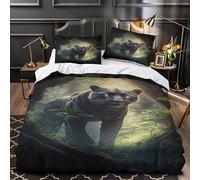 GTDKSUEVG Noir Panther Parure de Lit 3D Imprimée Microfibre Résistante 3 Pièces 2xTaies Ultra Douce Wild Forêt Housse de Couette Hypoallergique Entretien Facile for Garçons Filles Double（200x200cm）