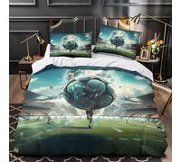GTDKSUEVG Soccer Ball Magic Parure de Lit 3D Imprimée Microfibre Résistante 3 Pièces 2 Taies Ultra Douce Fantasy Sports Work Housse de Couette Léger Entretien Facile for Les Enfants King（220x240cm）