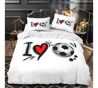 GTDKSUEVG Soccer Passion Ensemble De Literie 3D Imprimé Microfibre Résistante 3 Pièces 2 Taies Douce Coon Sports Linge de Lit Super Douce Entretien Facile for Couple Amoureux Single（135x200cm）