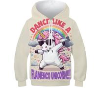 GTDKSUEVG Unisexe Garçons Filles Dessin animé Animal Couleur Amourly Hoodie La Licorne 3D Imprimé Manches Longues Sweatshirts avec Poches 6-7Y
