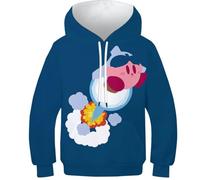 GTDKSUEVG Unisexe Garçons Filles Dessin animé Animal Couleur Amourly Kirby of The Stars Sweats À Capuche Dessin animé 3D Imprimé Manche Sweat-Shirt avec Poches 10-12Y