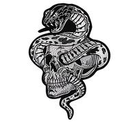 GTDoitt Grand écusson brodé motif tête de mort punk serpent thermocollant pour vêtements moto rayures sur vêtements applique dos grand badge