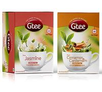 GTEE Green Tea Bags - Jasmine & Green Tea Bags - Cinnamon & Cardamom, 25 Tea bags (Pack of 2)