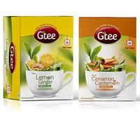 GTEE Green Tea Bags - Lemon & Ginger & Green Tea Bags - Cinnamon & Cardamom, 25 Tea bags (Pack of 2)