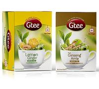 GTEE Green Tea Bags - Lemon & Ginger & Green Tea Bags - Ginseng, 25 Tea bags (Pack of 2)