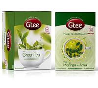 GTEE Green Tea Bags - Regular & Moringa Tea Bags, 25 Tea bags (Pack of 2)