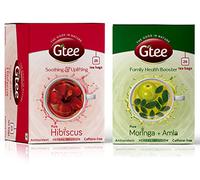 GTEE Hibiscus Tea Bags & Moringa Tea Bags, 25 Tea bags (Pack of 2)