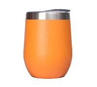 Gteller Acier Inoxydable Verre à vin sans Pied avec Couvercle, Double paroi isolé Idéal pour Le vin, Le café, Les Boissons, Le Champagne, Les Cocktails (Orange)
