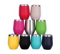 Gteller Acier Inoxydable Verre à vin sans Pied avec Couvercle, Double paroi isolé Idéal pour Le vin, Le café, Les Boissons, Le Champagne, Les Cocktails (Vert)