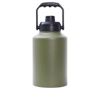 Gteller Bouteille d'eau isotherme à large ouverture avec poignée, seau à glace en acier inoxydable, tasse de voyage, grande cantine de sport (vert olive, 3,7 l)