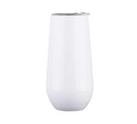 Gteller Gobelet à champagne sans pied en acier inoxydable de 177 ml avec couvercle, tasse de voyage isotherme à double paroi parfaite pour vin, café, boissons, champagne, cocktails, coloré (blanc)