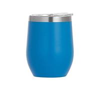 Gteller Gobelet à vin sans pied en acier inoxydable de 355 ml avec couvercle, tasse de voyage isotherme à double paroi, parfait pour le vin, le café, les cocktails, coloré (azur)