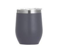 Gteller Gobelet à vin sans pied en acier inoxydable de 355 ml avec couvercle, tasse de voyage isotherme à double paroi, parfait pour le vin, le café, les cocktails, coloré (gris)