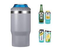 Gteller Isolant 4 en 1 en acier inoxydable pour canette/bouteille, couvercle bidirectionnel, 396,9 g, isotherme SUS pour canettes, porte-bouteille de bière (gris)