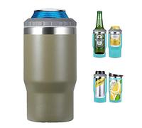 Gteller Isolant 4 en 1 en acier inoxydable pour canette/bouteille, couvercle bidirectionnel, 396,9 g, isotherme SUS pour canettes, porte-bouteille de bière (olivacé)