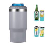 Gteller Isolant 4 en 1 en acier inoxydable pour canette/bouteille, couvercle bidirectionnel, 396,9 g, isotherme SUS pour canettes, porte-bouteille de bière (gris)