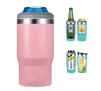 Gteller Isolant 4 en 1 en acier inoxydable pour canette/bouteille, couvercle bidirectionnel, 396,9 g, isotherme SUS pour canettes, porte-bouteille de bière (rose)