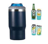 Gteller Isolant 4 en 1 en acier inoxydable pour canette/bouteille, couvercle bidirectionnel, 397,9 g, isotherme SUS pour canettes, porte-bouteille de bière (bleu foncé)