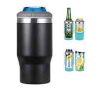 Gteller Isolateur de canette/bouteille 4 en 1 en acier inoxydable, 414 ml, couvercle bidirectionnel SUS, support de bouteille de bière (noir)