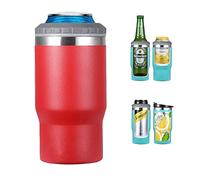 Gteller Isolateur de canette de 396,9 g, couvercle à double paroi isolé en acier inoxydable, porte-bouteille de bière (rouge)