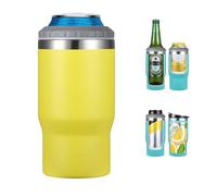 Gteller Isolateur de canette de 567 g, deux couvercles à double paroi en acier inoxydable isotherme, porte-bouteille de bière (jaune)