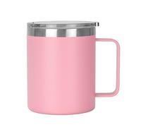 Gteller Tasse à café de 355 ml avec poignée, double paroi isotherme en acier inoxydable pour garder au chaud et au froid (rose)