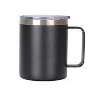 Gteller Tasse à café de 355 ml avec poignée, double paroi isotherme en acier inoxydable pour garder au chaud et au froid (noir)