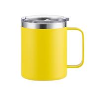 Gteller Tasse à café de 355 ml avec poignée, double paroi isotherme en acier inoxydable pour garder le chaud et le froid (jaune)