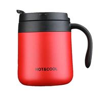 Gteller Tasse à café en acier inoxydable de 355 ml, tasse isotherme à double paroi avec couvercle et poignée pour garder les boissons chaudes et froides (rouge 12oz)
